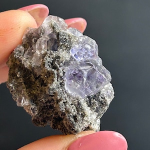 Fluorite on Matrix Specimen | Purple Tanzanite Fluorite on Quartz | Purple Cubic Fluorite Specimen | Tanzanite Fluorite Fujian, China