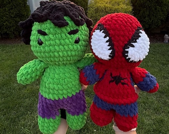 Crochet Superhero Dolls, Handmade Plush Character Toys