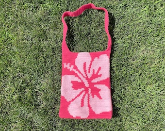 Hibscus Flower Crochet Bag, Floral Shoulder Purse