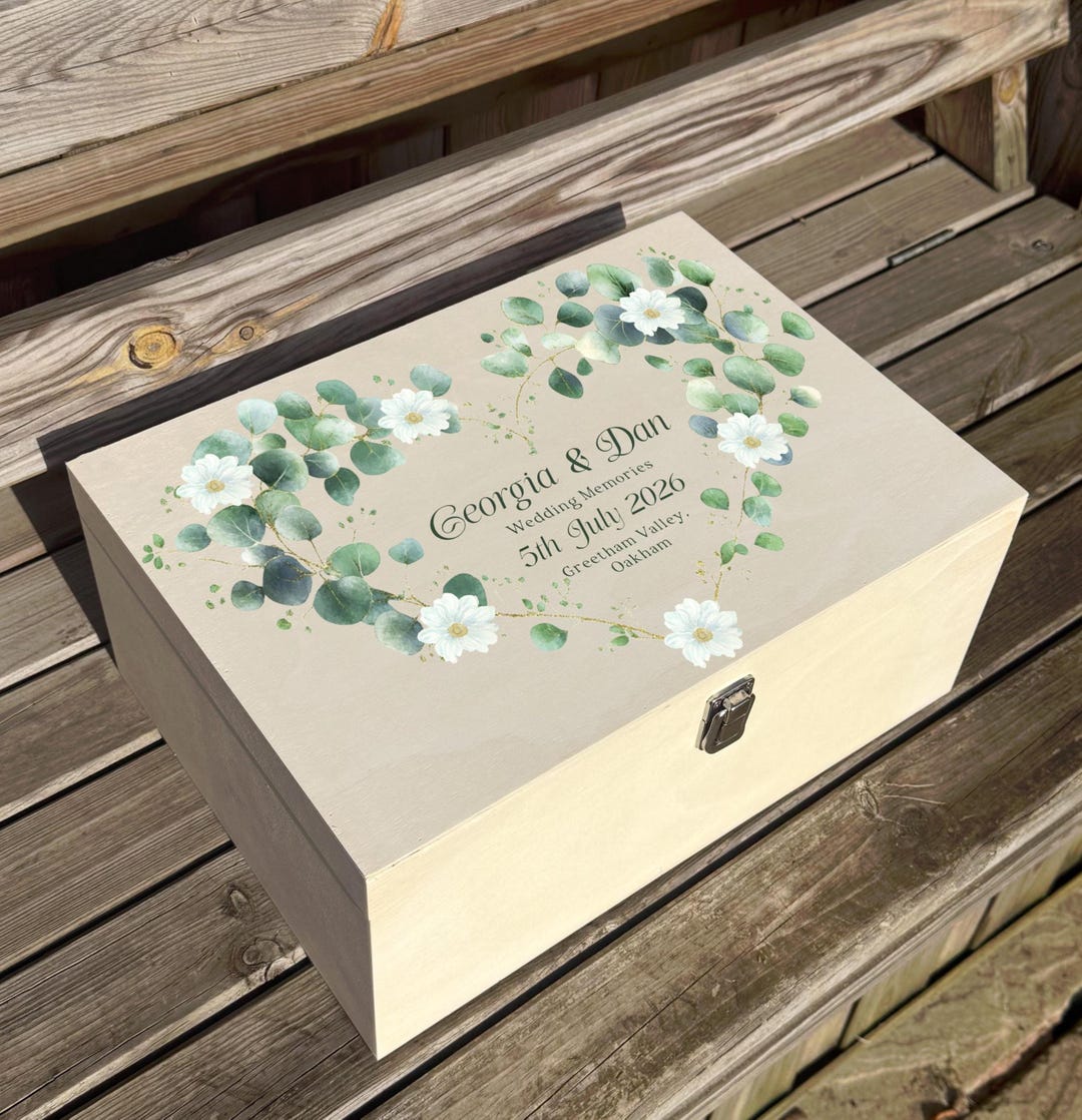 Personalized Wedding Keepsake Box - Custom Printed Wooden Memory Box ...
