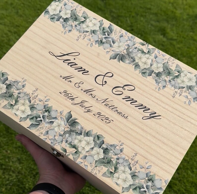 Personalized Wedding Keepsake Box - Custom Printed Wooden Memory Box ...