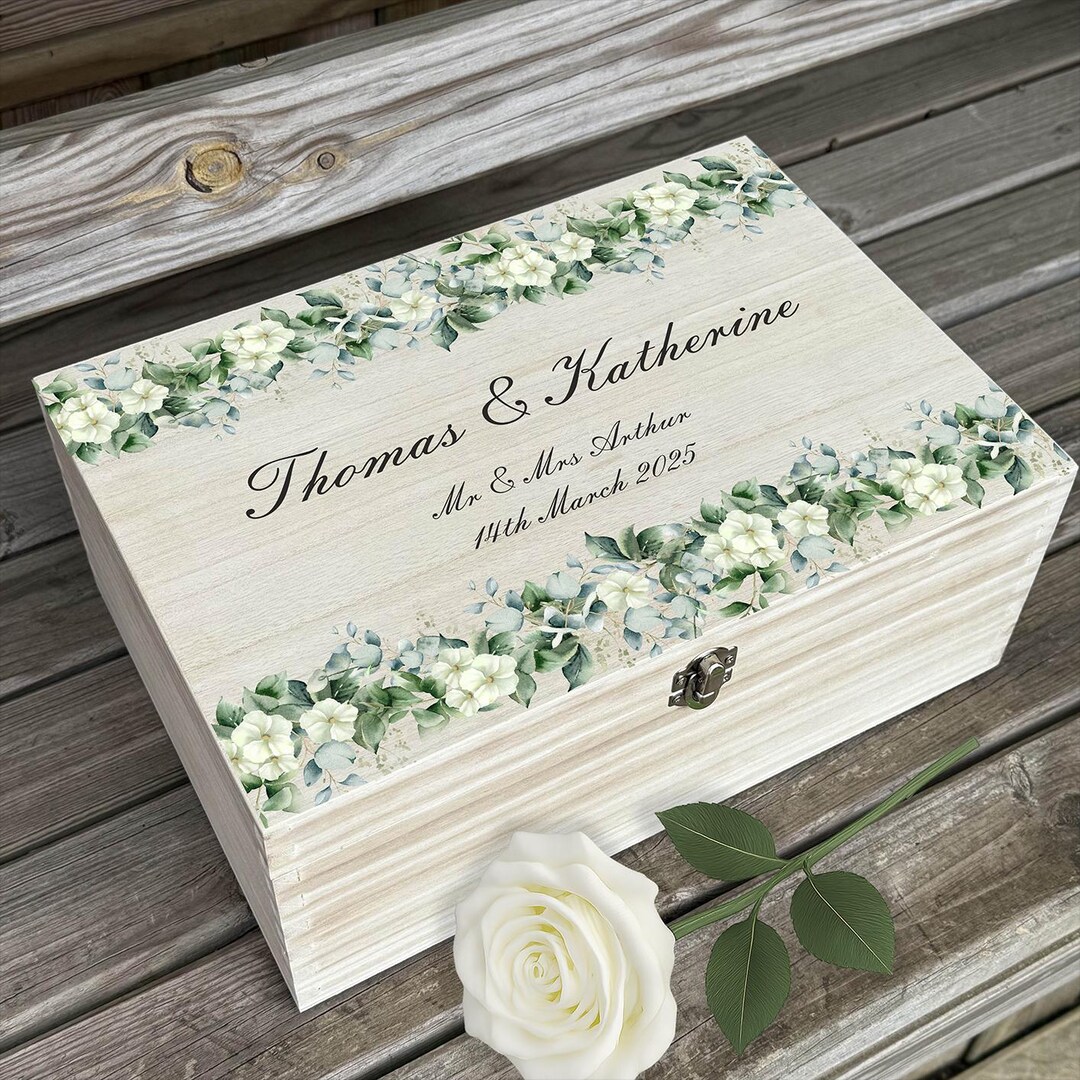 Personalized Wedding Keepsake Box - Custom Printed Wooden Memory Box ...