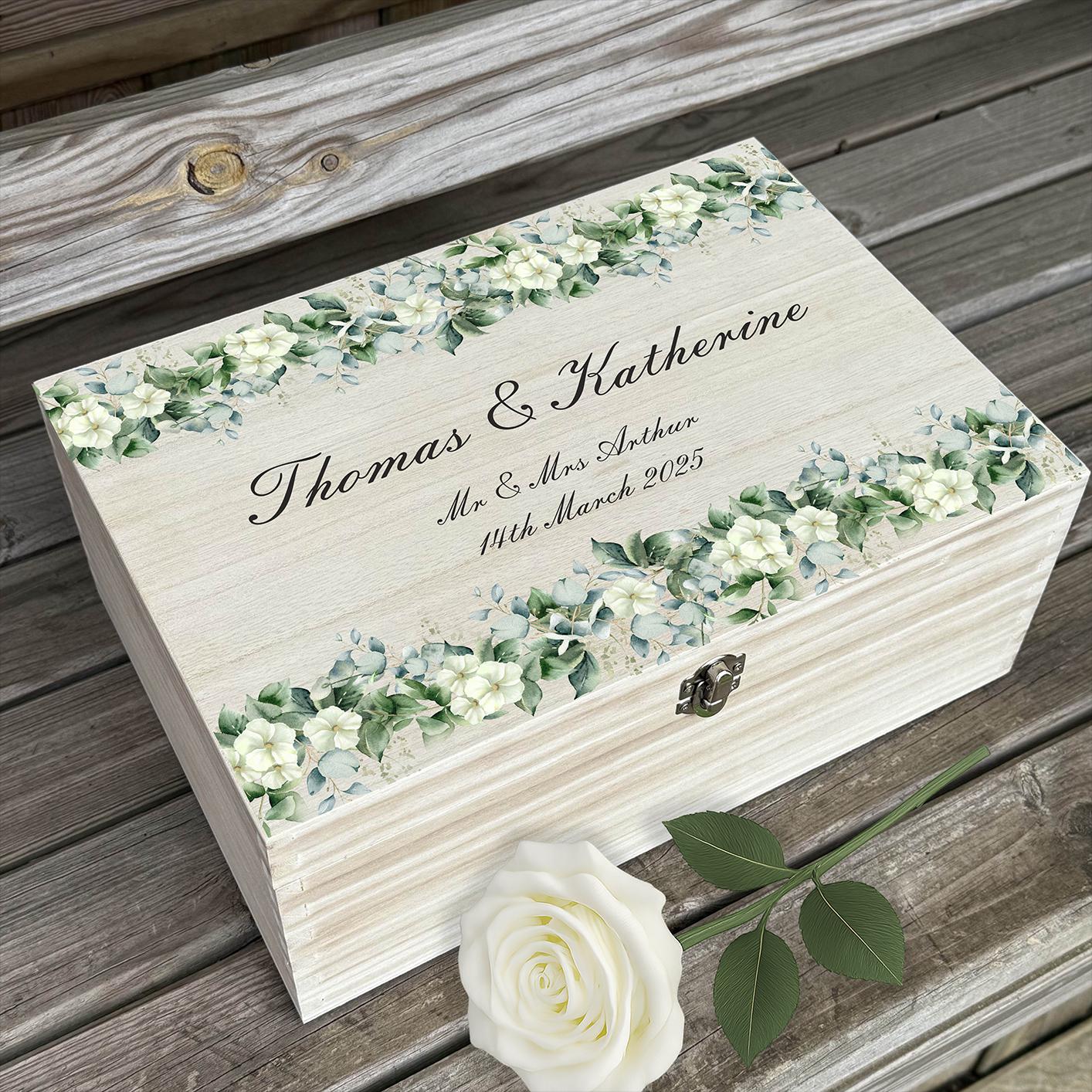 Personalized Wedding Keepsake Box - Custom Printed Wooden Memory Box ...