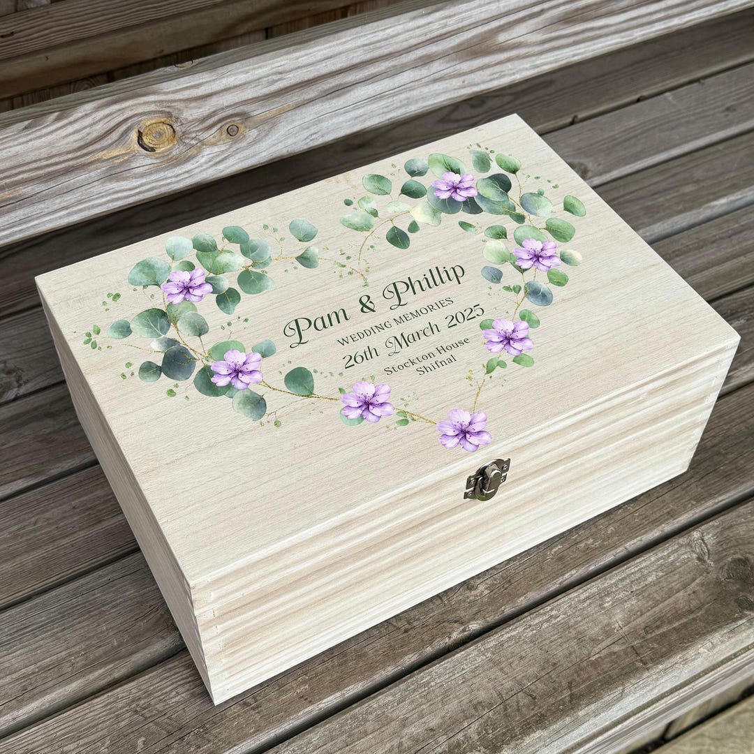Personalized Wedding Keepsake Box - Custom Printed Wooden Memory Box ...