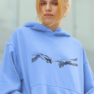 Dark Academia Creation of Adam Inspired Hoodie Art Aesthetic Light Academia Museum History Michaelangelo