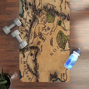 Herr der Ringe Yoga Matte Mittelerde Karte Dark Academia Fantasy Gandalf Frodo Legolas Aragorn Booktok Book Merch 5K