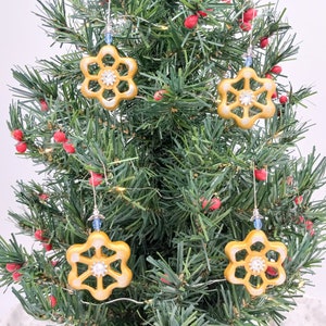 Handmade Christmas Ornaments, with Angels, Gold & Silver 4 pc Set, Upcycled Faucet Handles, Holiday Decor