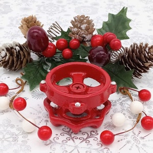Unique Tea Light Candle Holder, Handmade Home Decor, Upcycled Faucet Handles, Red
