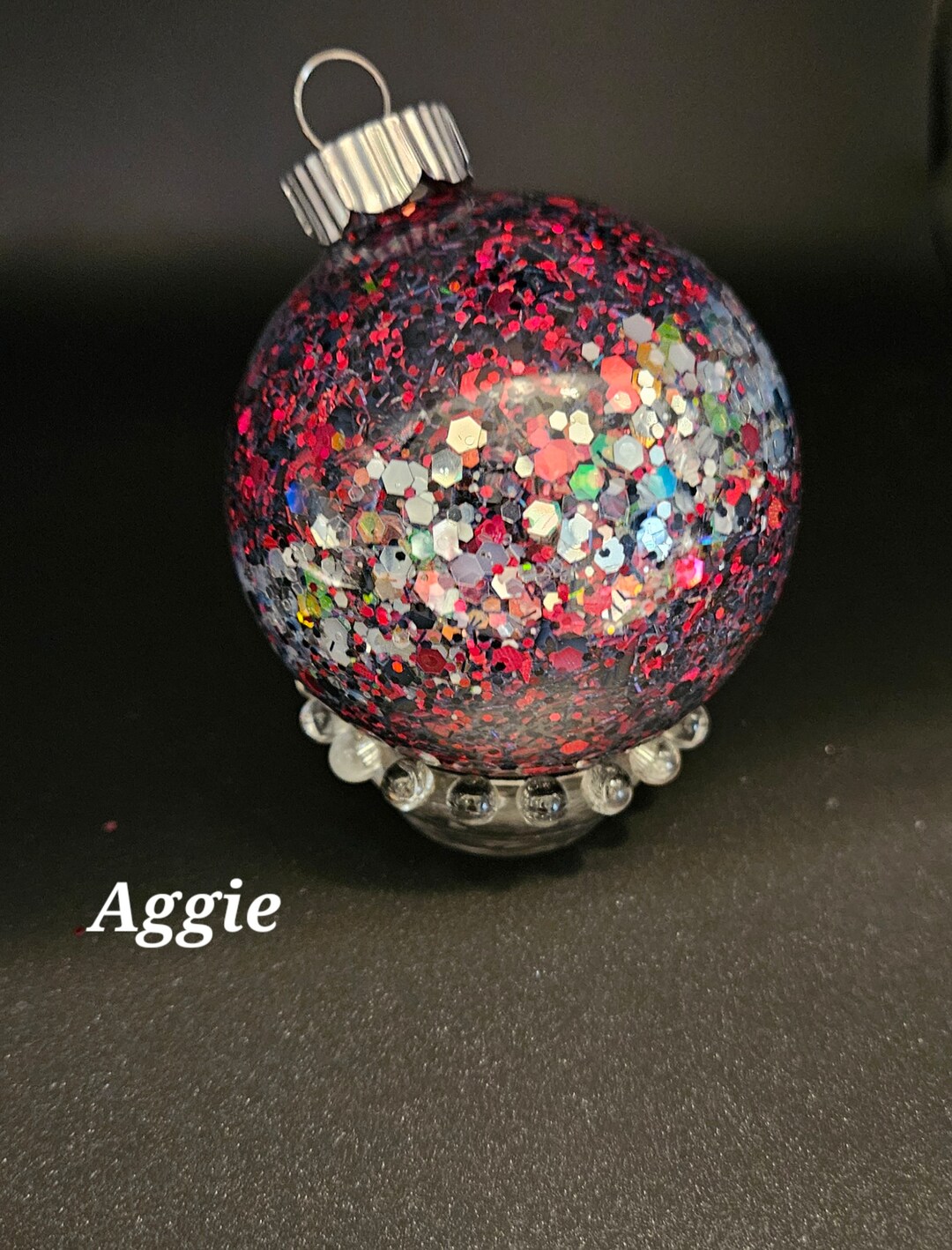 Glitter Ball Ornaments, Aggie Colors, Glass Balls, 2 Pack, Mess Free Ornament, Glitter Inside