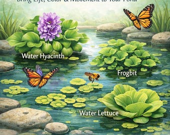 Butterfly Landing Pond Plant Pack | Water Hyacinth, Frogbit & Water Lettuce | Floating Pond Plants Bundle