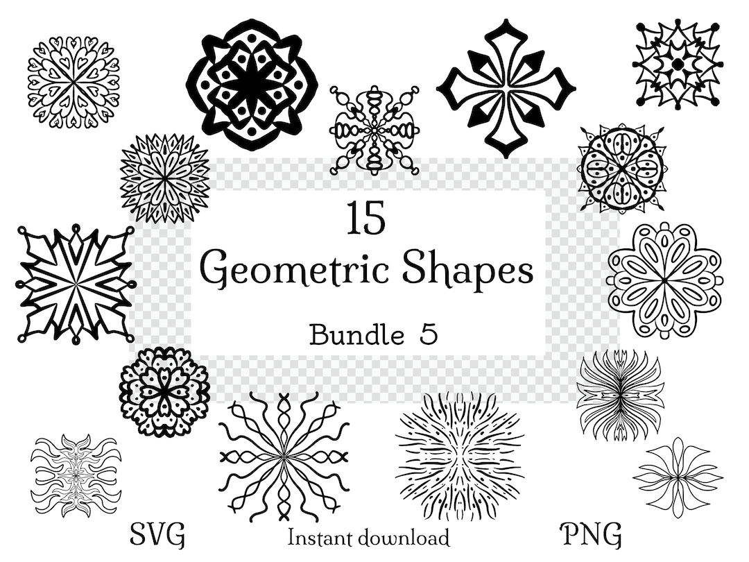 15 Geometric SVG Bundle L SVG & PNG Files L Clipart L Geometric Shapes ...