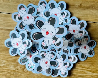 Flower Kitty Sticker, Easy Peel Vinyl Decal