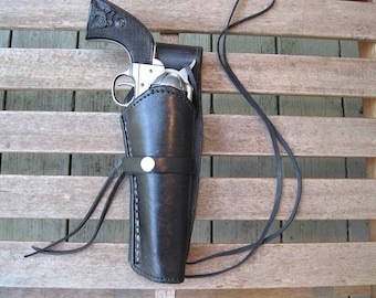 Western Gun Holster Black Plain Quick Draw for .22, .357, .38, .44, .45 CALIBER. HANDMADE Good Quality.
