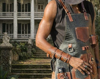 Handmade Full-Grain Leather Apron: BBQ, Chef, Woodworking