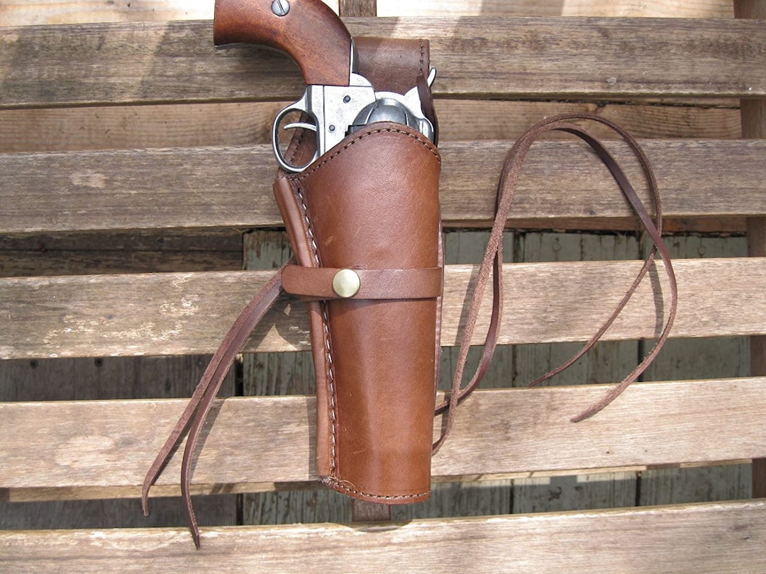 Western Gun Holster BROWN Plain Quick Draw for .22, .357, .38, .44, .45 CALIBER. Etsy
