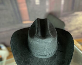 Cappello Western Cowboy In Vera Pelle Scamosciata - Unisex Marrone - Anaaz Fatto A Mano