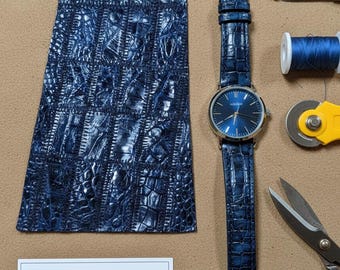 Genuine Blue Lizard Skin Panel: Exotic Leather Craft Supply
