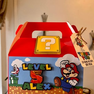 Custom Made 3D Super Mario Brothers Party Favors Goble Box / Goodie Boxes Party Treat / Mario, Luigi & Peaches Party Favor Boxes/Candy Bags