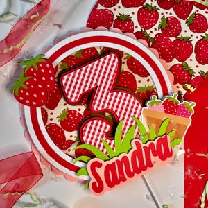Strawberry Shortcake Cake Topper | Berry First Birthday Cake Topper | Strawberry Themed Topper For Cake