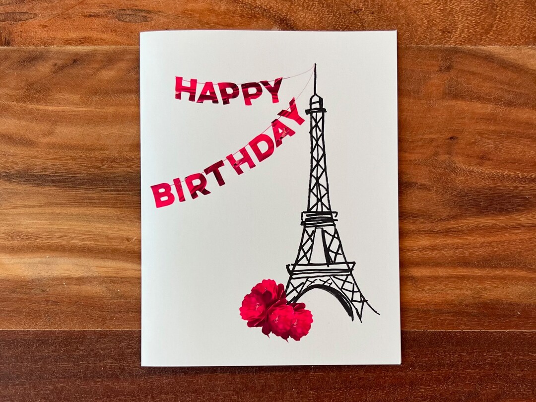 Birthday in Paris Card Eiffel Tower Happy Birthday Vive La - Etsy