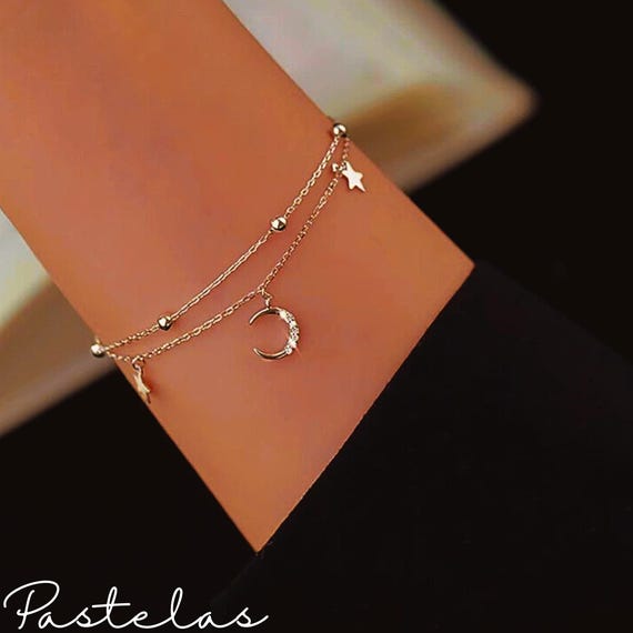 ❤はるるんさま❤2025年Bracelet❤✨️ Moon & Stars Sterling Silver Bracelet, Moon Bracelet, Charm