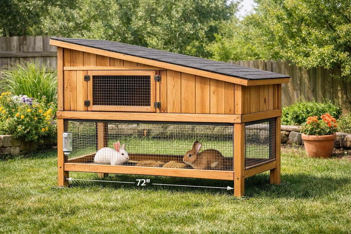 DIY Rabbit Hutch With Run — 6×2 Blueprint Plans — Elevated Hutch ...