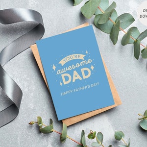 Carte papa tu es génial, carte de fête des pères imprimable, téléchargement immédiat fête des pères, carte des tout-petits pour papa, carte des enfants pour papa
