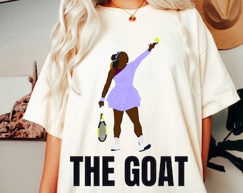 Camiseta de tenis GOAT SW, leyenda del tenis, camiseta de tenis Serena Williams, camiseta de tenis, la mejor de todos los tiempos, camiseta gráfica Serena Williams, color cómodo