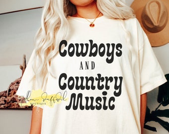 COWBOYS & COUNTRY Camiseta gráfica de música, Música country, Camiseta de Nashville, Camiseta de concierto country, Camiseta de rodeo, Colores cómodos