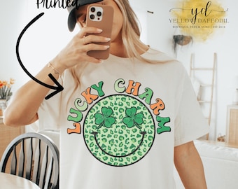 Camiseta Lucky Charm, Camiseta do Dia de São Patrício, Camiseta com estampa do Dia de São Patrício, Camiseta retrô do Dia de São Patrício, Camiseta com estampa da sorte