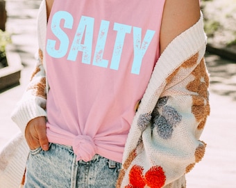 SALTY Comfort Colors Tank,  Funny Beach Tank Top,  Retro Salty Graphic Tee, Comfort Colors Summer Tank, Lake Tank, Sassy Girls Trip Shirt