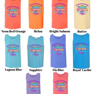 Pontoons & High Noons Comfort Colors Tank, Retro Lake Life Graphic Tank, Summer Pontoon Boat Tee, Lake Day Outfit , Beach Vibes Tank image 6