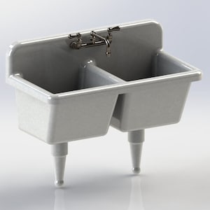 1:48 O-Scale Detailed Vintage Style Resin Double-Laundry Sink for Dollhouse or Diorama Dolled-UP 08S02