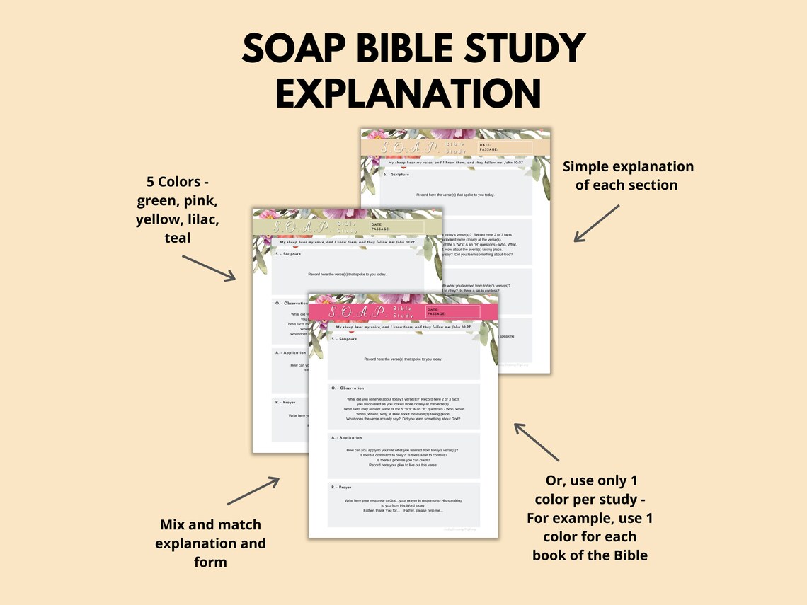 S.O.A.P. Bible Study Printable, Bible Study Guide, Journaling, Devotional Journal, Printable ...