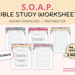 S.O.A.P. Bible Study Printable, Bible Study Guide, Journaling, Devotional Journal, Printable Bible Study, Christian Diary - A4, A5, & Letter