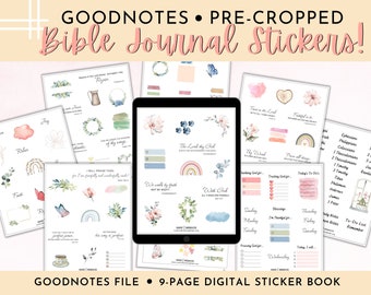 Floral Bible Journaling Stickers | Pre cropped Digital GoodNotes Stickers Bundle | Faith Digital Stickers | Faith Planner Stickers