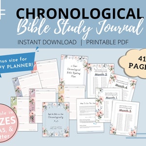 Chronologisch Bijbelstudiedagboek | Chronologisch bijbelleesplan | Bijbelstudie afdrukbaar - A4, A5 en Letter, Happy planner
