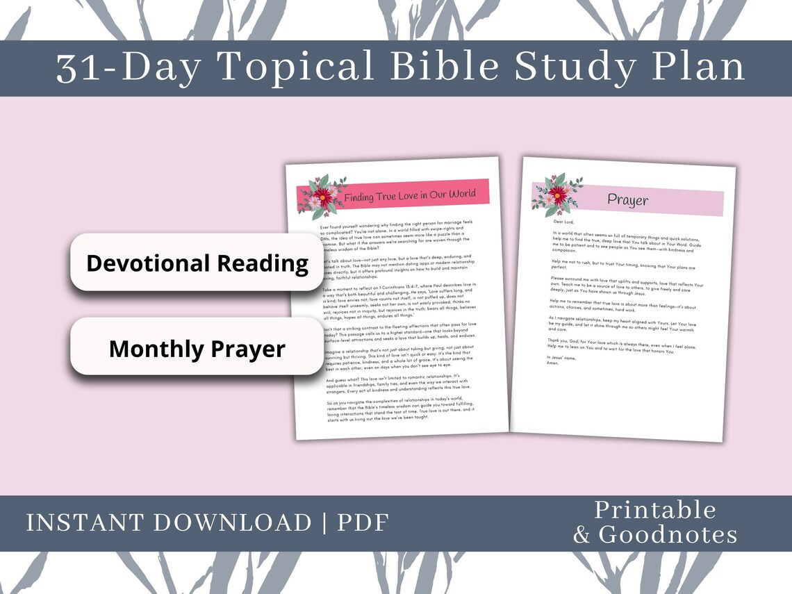 True Love Bible Study Journal Bible Reading Plan Printable Digital ...