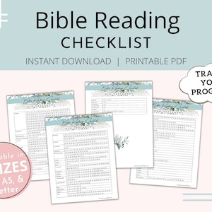 Bible Reading Checklist | Bible Reading Tracker | Bible Reading Plan | Bible Reading Chart | Bible Reading Plan Printable - A4, A5, & Letter