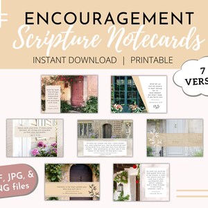 Scripture Note Cards | Bible Verse Cards | Memory Verse Cards | Bible Affirmation Cards | Christian Gifts for Women | Printable Note Cards