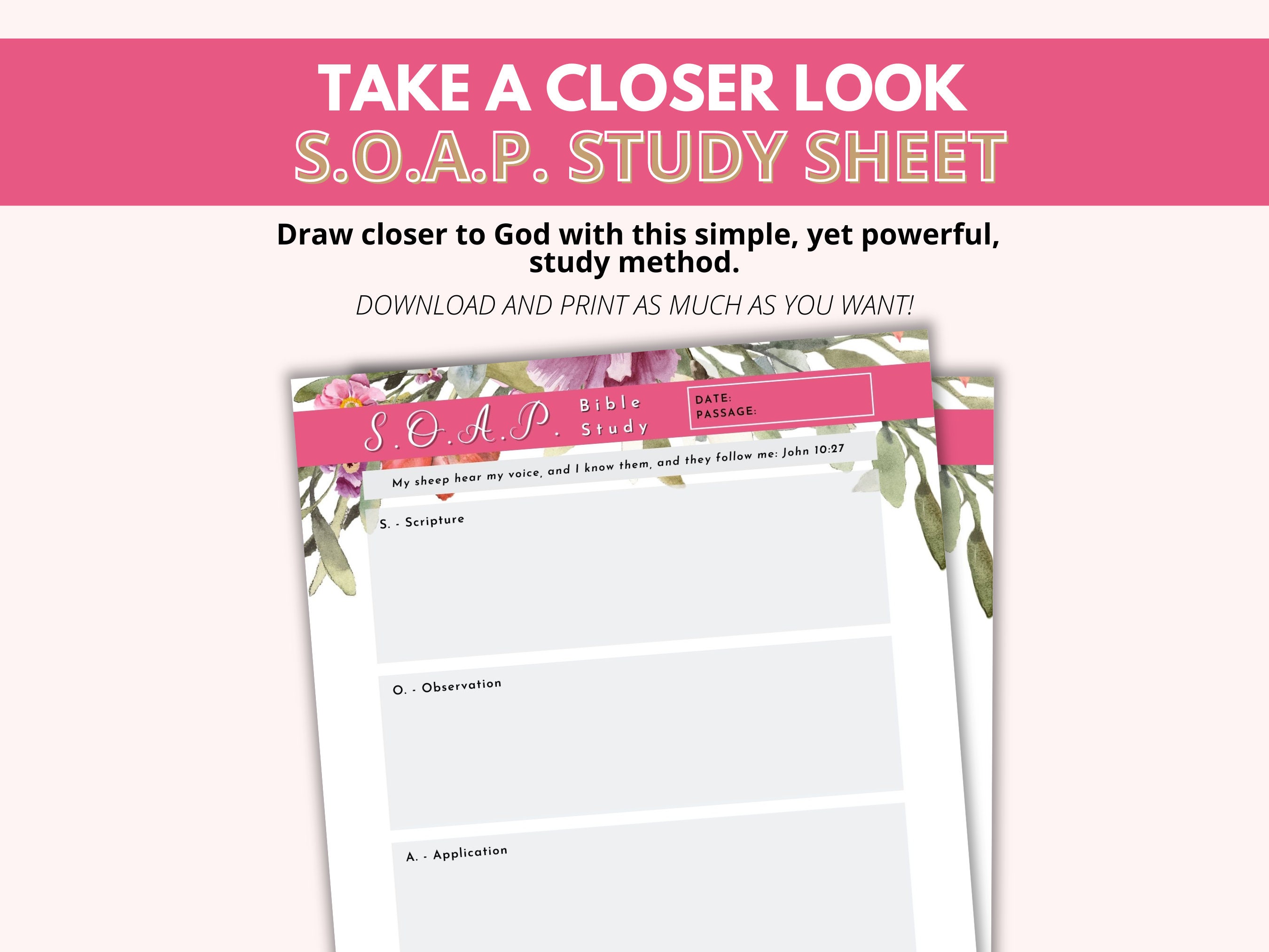 S.O.A.P. Bible Study Printable, Bible Study Guide, Journaling, Devotional Journal, Printable ...