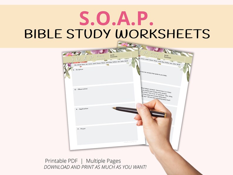 S.O.A.P. Bible Study Printable, Bible Study Guide, Journaling, Devotional Journal, Printable ...