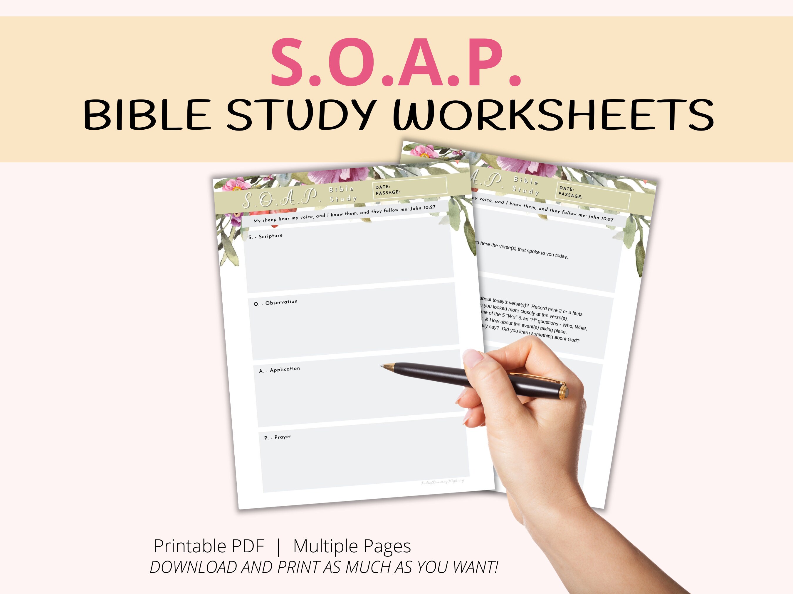 S.O.A.P. Bible Study Printable, Bible Study Guide, Journaling, Devotional Journal, Printable ...