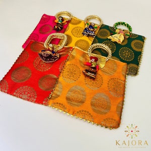 Brocade Potli Bags|Indian Gift Bag|Shagun Favors|Indian Wedding Favor|Pooja Favor|Mehendi Favors|Puja Gifts|Indian Favors|Haldi|Karwachauth
