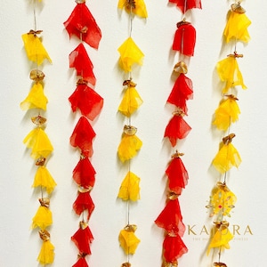 Set of 5 Hangings|Red Indian Hanging|Net Garland|Indian Wedding Decorations|Indian Strings|Mehndi Decor Strings|Pooja Decor|Ganpati Decor