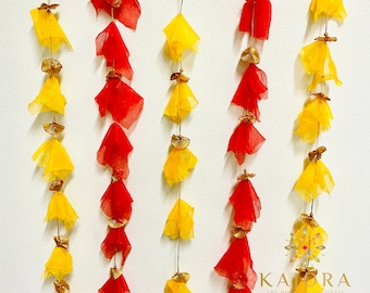 Set of 5 Hangings|Red Indian Hanging|Net Garland|Indian Wedding Decorations|Indian Strings|Mehndi Decor Strings|Pooja Decor|Ganpati Decor