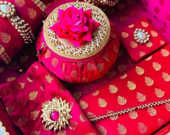Indian Bridal Tray|Bridal Gifting Set|Shagun Thaal|Bridal Packaging|Shagun Tray|Wedding Gift Hamper