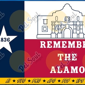 Texas Flag SVG, Remember the Alamo, Digital Download, Clipart for Cricut and Silhoutte, Vector Cut File