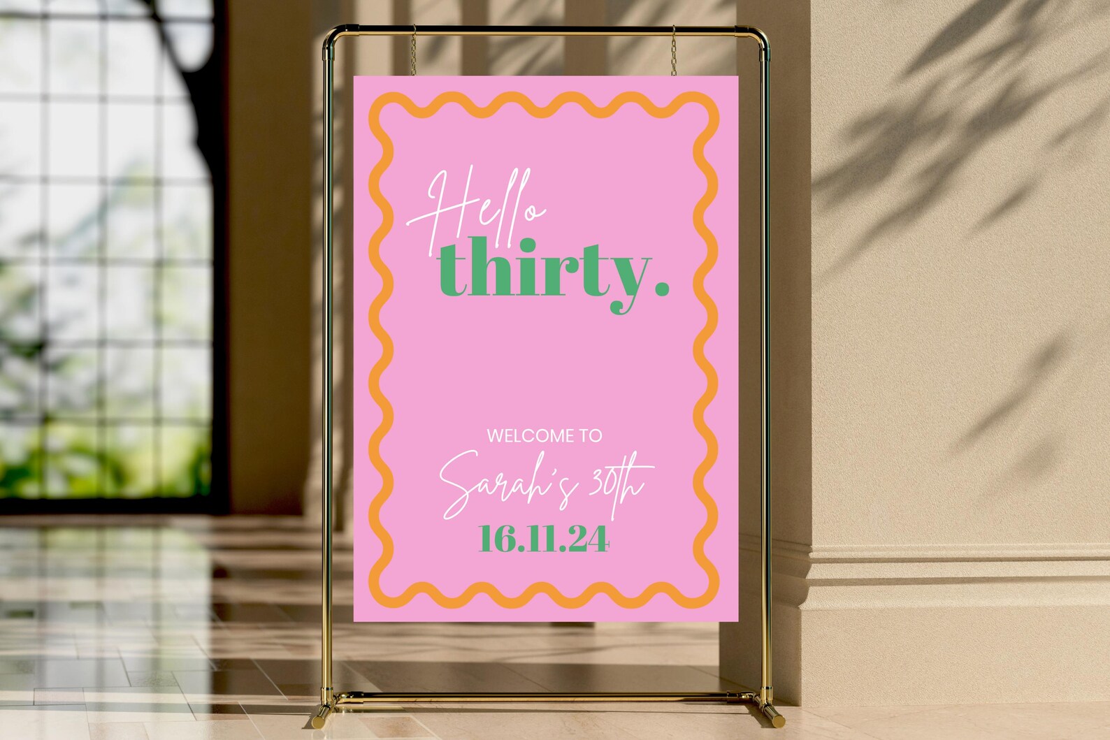 30th Birthday Welcome Sign: Wavy Border Canva Template (digital ...