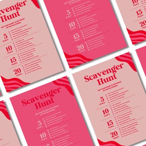 Scavenger Hunt | Modern Hens & Bridal Shower Party Games | Bachelorette Party | Bright Wavy | Instant Download | Print at Home